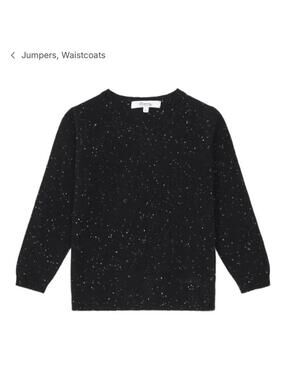 Bonpoint Black White Flecked V Neck Sweater 100% Cashmere